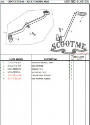 Педаль переключения передач SYM XS125, XS125-K