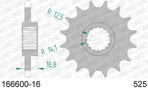 166600-16 звезда передняя BMW F650 GS, BMW F800 GS (ведущая) стальная, 525, AFAM (JTF704.16 wrong)