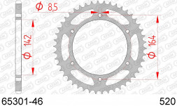 65301-46 звезда задняя HYOSUNG GT 250 (ведомая) стальная, 520, AFAM (JTR1068.46)