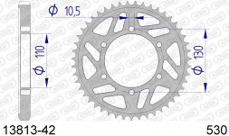 13813-42 звезда задняя SUZUKI GSX 1000, YAMAHA YZF 1000 (ведомая) алюминиевая, 530, AFAM (JTA479.42)