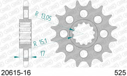 20615-16 звезда передняя HONDA CBR 1000, VTR 1000 (ведущая) стальная, 525, AFAM