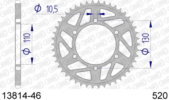 13814-46 звезда задняя SUZUKI GSX 1000, YAMAHA YZF (ведомая) алюминиевая, HARD, AFAM (JTA486.46 wrong)