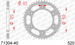 71304-40 звезда задняя KTM 690 Duke, KTM LC4-E 640 Enduro, SMC 660 (ведомая) стальная, 520, AFAM (JTR897.40)
