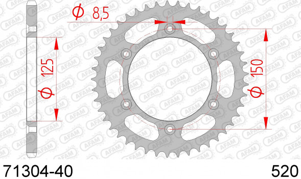 71304-40 звезда задняя KTM 690 Duke, KTM LC4-E 640 Enduro, SMC 660 (ведомая) стальная, 520, AFAM (JTR897.40)