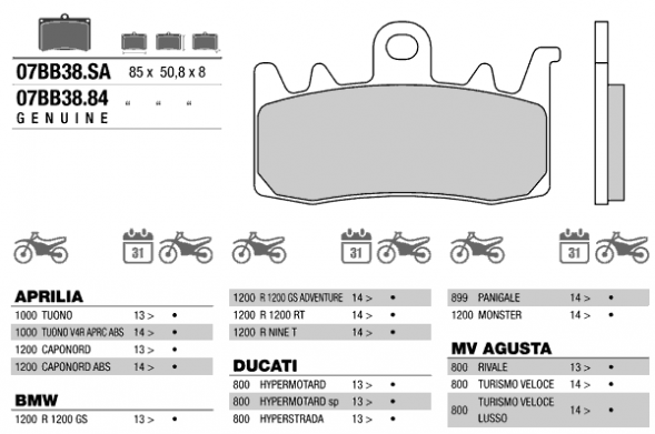 Колодки тормозные МОТО BREMBO 07BB3859