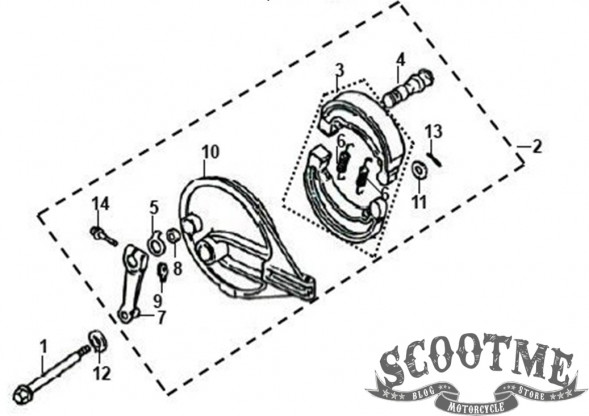 Колодки тормозные задние с пружинами к-т SYM XS125