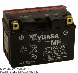 Аккумулятор SYM JOYMAX 300i [YUASA YT12A-BS, 150×87×105]
Артикул: 1Y01BAA01-Y​