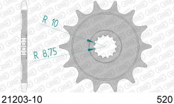 21203-10 звезда передняя YAMAHA TY 250 (ведущая) стальная, 520, AFAM