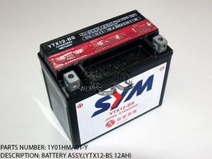 Аккумулятор SYM GTS 300 [YUASA YTX-12BS]
Артикул: 1Y01HMA01-Y​