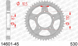 14601-45 звезда задняя SUZUKI GSF 600, GSX, SUZUKI VZ 800 (ведомая) стальная, 530, AFAM (JTR829.45)