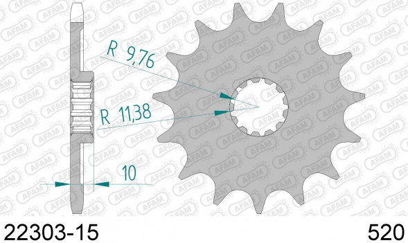 22303-15 звезда передняя KAWASAKI KLX 400, SUZUKI DR-Z 400, DR 350, RM250, DR250 (ведущая) стальная, 520, AFAM