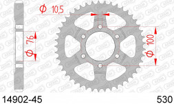 14902-45 звезда задняя SUZUKI GS1200, SUZUKI GSX 750, 1100 (ведомая) стальная, 530, AFAM (JTR816.45)