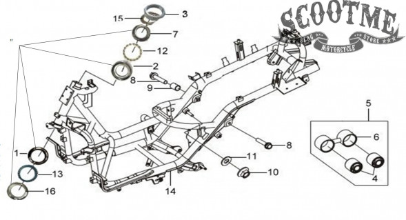 Шарики подшипника рулевой колонки нижнего SYM GTS 300
