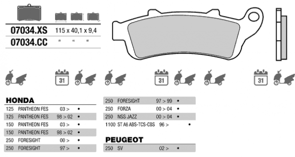 Колодки тормозные МОТО BREMBO 07034 (FDB2075)