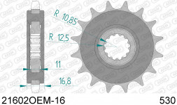 21602OEM-16 звезда передняя YAMAHA FZ 6 Fazer, FZX, YZF (ведущая) стальная с демпфером, 530, AFAM (JTF580.16)