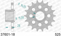 37601-18 звезда передняя APRILIA NA 850 Mana (ведущая) стальная, 525, AFAM