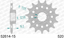 52614-15 звезда передняя DUCATI 1100 Hypermotard, DUCATI 999 S Monoposto (ведущая) стальная, 520, AFAM (JTF742.15)