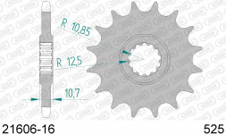 21606-16 звезда передняя YAMAHA TDM, TRX, YZF (ведущая) стальная, 525, AFAM (JTF1586.16)