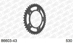 86603-43 звезда задняя SUZUKI GSF 1200 Bandit, SUZUKI SV 1000 (ведомая) стальная, 530, AFAM (JTR1800.43)