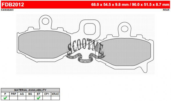 Тормозные колодки дисковые FERODO MOTO FDB2012ST