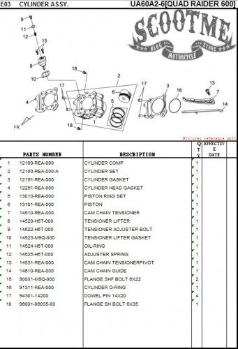 Кольца поршневые к-т SYM ATV 600LE