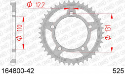 164800-42 звезда задняя BMW S 1000 (ведомая) стальная, 525, AFAM (JTR7.42)