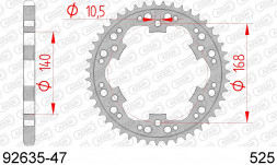 92635-47 звезда задняя BMW F 800 R (ведомая) стальная, 525, AFAM (JTR3.47)