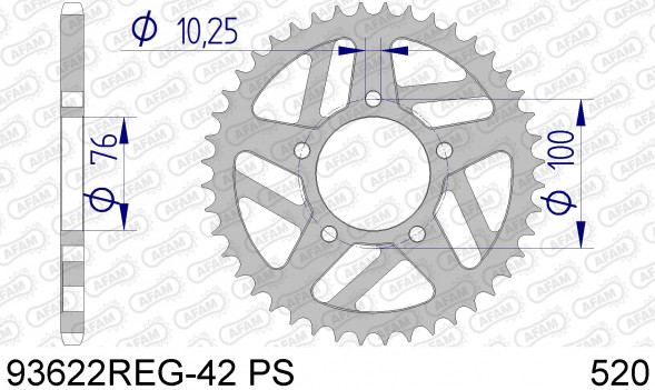 93622REG-42 PS звезда задняя YAMAHA YZF 1000 (ведомая) алюминиевая, HARD, 520, AFAM