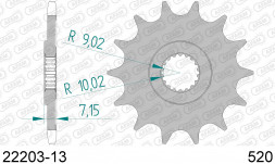 22203-13 звезда передняя SUZUKI RM 125 (ведущая) стальная, 520, AFAM