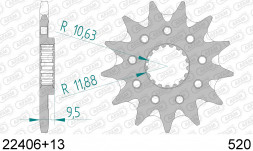 22406+13 звезда передняя SUZUKI RM-Z 450 (ведущая) стальная самоочищающаяся, 520, AFAM
