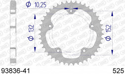93836-41 звезда задняя MV (AGUSTA) 800 RR, 1090 Brutale (ведомая) алюминиевая, 525, AFAM