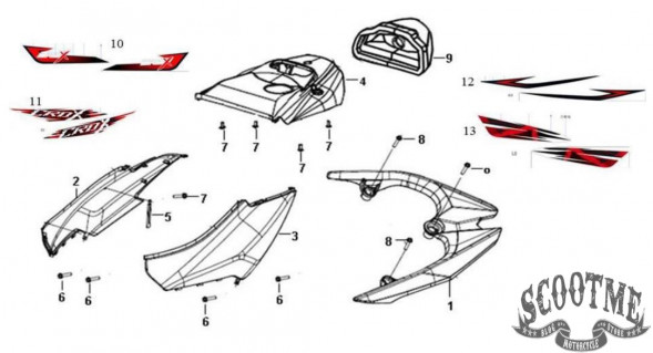 Фонарь задний в сборе SYM CROX 125