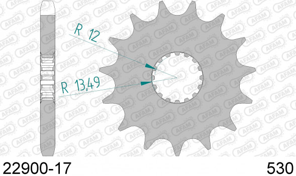 22900-17 звезда передняя SUZUKI GSX-R 1000, 1340 (ведущая) стальная, 530, AFAM (JTF423.17)