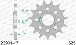 22901-17 звезда передняя SUZUKI GSX-R 1000 (ведущая) стальная, 525, AFAM