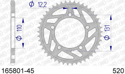 165801-45 звезда задняя BMW S 1000 R (ведомая) алюминиевая, HARD, AFAM (JTA75.45)