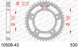 10508-43 звезда задняя HONDA CB 1100, HONDA CBF 1000 (ведомая) стальная, 530, AFAM (JTR302.43)
