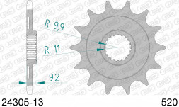 24305-13 звезда передняя KAWASAKI KX 250 F (ведущая) стальная, 520, AFAM (JTF1446.13SC)
