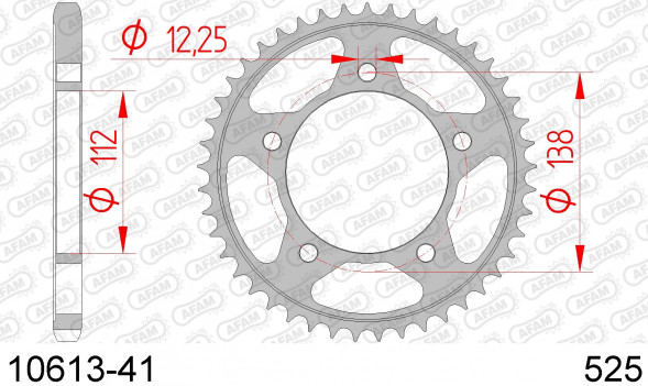 10613-41 звезда задняя HONDA CB 600, CBF 600, VT 750 (ведомая) стальная, 525, AFAM (JTR1304.41)