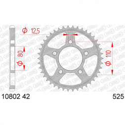 10802-42 звезда задняя HONDA CRF 1000 (ведомая) стальная , 525, AFAM