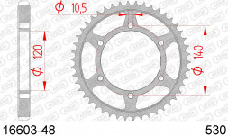 16603-48 звезда задняя KAWASAKI VN 800, ZZR 600, SUZUKI GSX 750 (ведомая) стальная, 530, AFAM (JTR499.48)