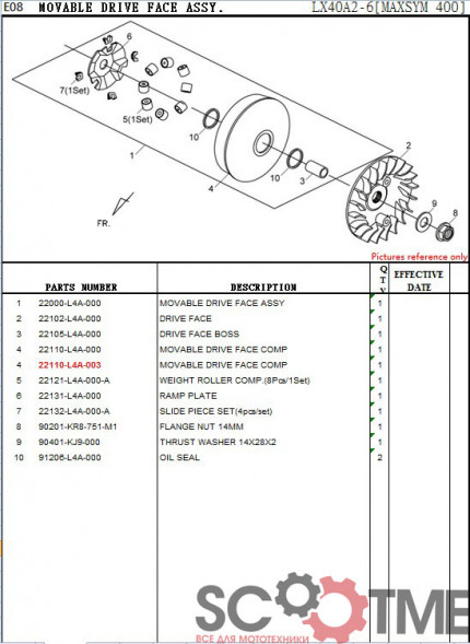 Грузики вариатора комплект SYM MAXSYM 400i ABS [A1]
