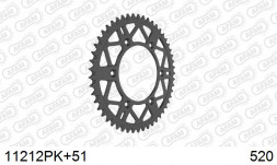 11212PK+51 звезда задняя HONDA CR 250, CRF 450 (ведомая) алюминиевая, самоочищающаяся, черная, 520, AFAM