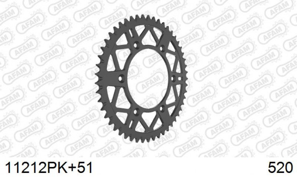 11212PK+51 звезда задняя HONDA CR 250, CRF 450 (ведомая) алюминиевая, самоочищающаяся, черная, 520, AFAM