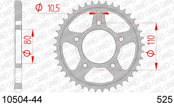 10504-44 звезда задняя HONDA VT 600 (ведомая) стальная, 525, AFAM (JTR1332.44)